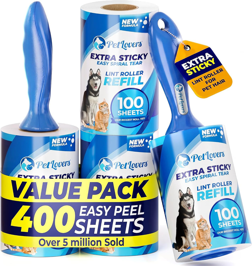 PetLuxe™ Extra Sticky Pet Hair Roller – 400 Sheet Value Pack